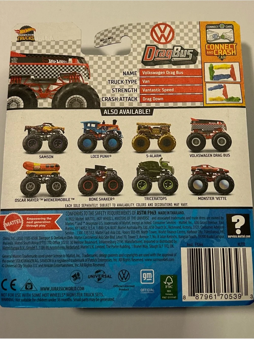 Hot Wheels Monster Trucks Drag Bus Toy - Red, Black & White